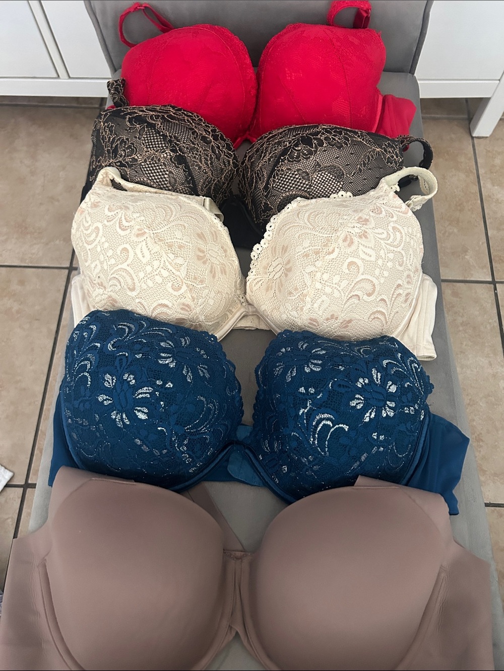 Cacique Lace & Smooth Bra Set — Red, Brown, Cream, Teal, Taupe